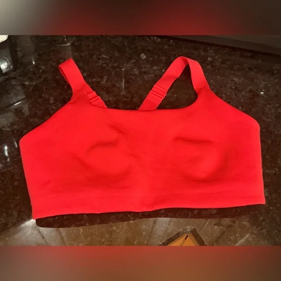 Lululemon Ultralu Square Neck Workout Bra D/DD 8 Red Glow $68 - Picture 2 of 3
